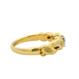 Vintage Gucci Solid 18kt Yellow Gold 0.33ct Diamond Solitaire Art Nouveau Style Twist Band Ring Size 6