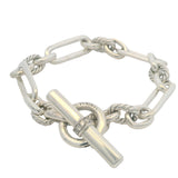 David Yurman 925 Sterling Silver Lexington 0.24ctw Diamond Toggle Bracelet 8"