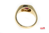 Oval Ruby & Round Diamond Halo Cluster 14K 585 Yellow Gold Ring Size 10