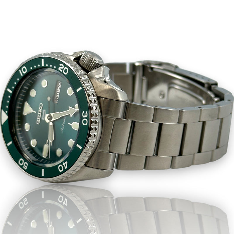 Seiko 5 Sports Geen Teal Dial SRPD61 Steel Black Dial 43mm Watch