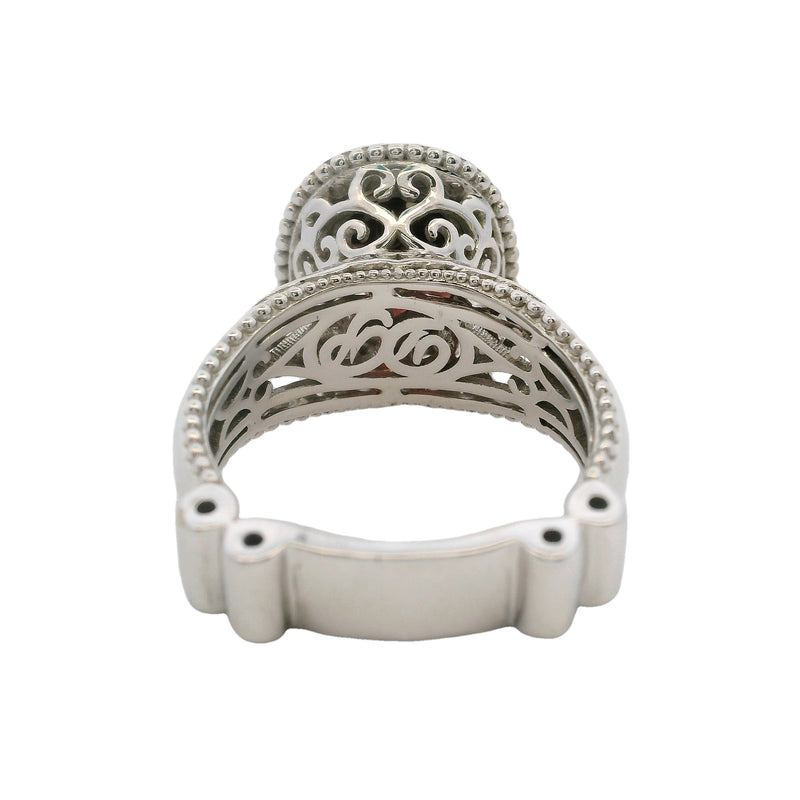 14kt White Gold 2.6ct Oval Garnet Solitaire Cocktail Swirl Ring With Diamond Halo Size 7