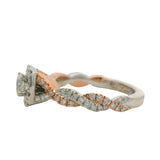 Neil Lane 14k Rose and White Gold Diamond Halo Twist Band Engagement Ring Size 4