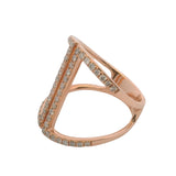 EFFY Solid 14kt Rose Gold and Diamond Cocktail Long Cage Ring Size 7