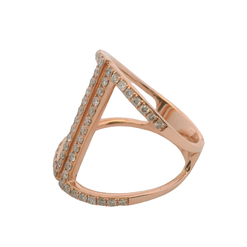 EFFY Solid 14kt Rose Gold and Diamond Cocktail Long Cage Ring Size 7