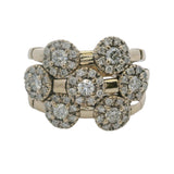 Sonia B Solid 14kt White Gold and Diamond 3-Row Halo Cluster Flex Ring Size 6