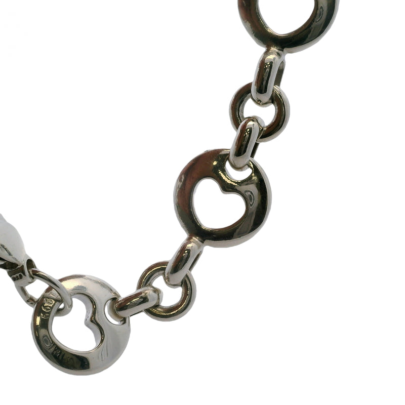 Vintage 1999 Tiffany & Co 925 Sterling Silver Open Heart Link 7" Bracelet