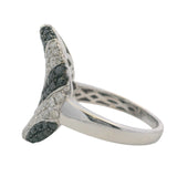 Michael Christoff 18kt Solid White Gold Pear-Shaped Cocktail Ring with 1.38ctw Alternating Black and White Diamonds Size 6.5