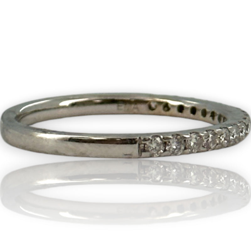 EMA Solid 18kt White Gold and Diamond Half Eternity Wedding Band Stackable Accent Ring
