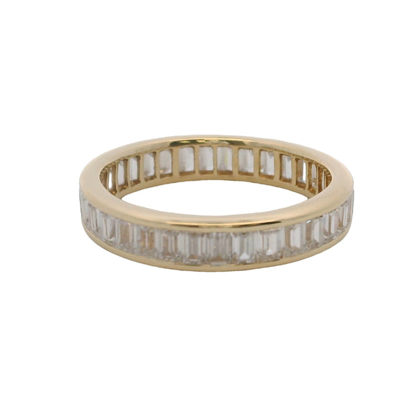 Solid 14kt Yellow Gold and Emerald Cut Channel Set CZ Cubic Zirconia Eternity Ring Size 8