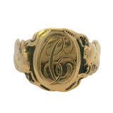 Antique Victorian Solid 14kt Yellow Gold "CC" Men's Signet Ring with Two Figures Size 13
