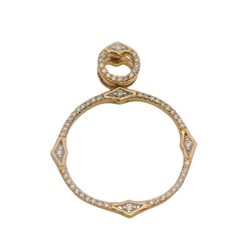 14kt Yellow Gold and Diamond 25mm Circle Compass Pendant
