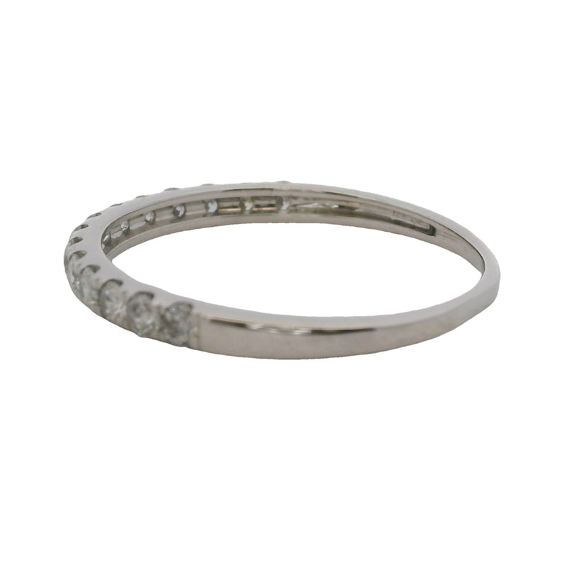 Solid 14kt White Gold and 0.42ctw Diamond Half-Eternity Wedding Band Ring Size 8