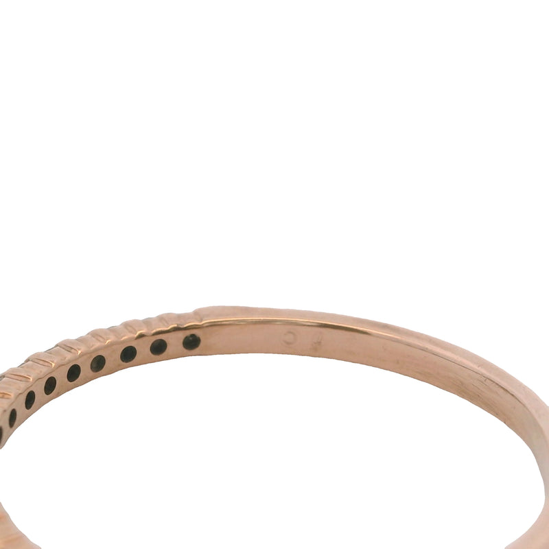 10kt Rose Gold and Diamond Thin Line Stackable Band Ring Size 8