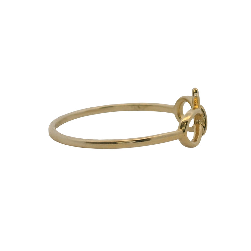 Solid 14kt Yellow Gold Thin Dainty Bow Ribbon Ring Made In Turkey Size 7