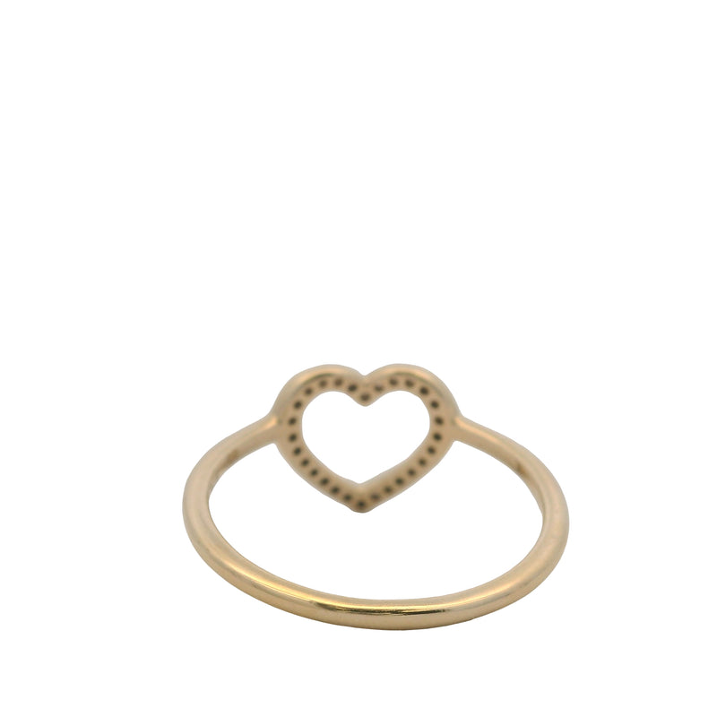 Pandora Solid 14kt Yellow Gold and Cubic Zirconia Open Captured Heart Ring Size 8.5