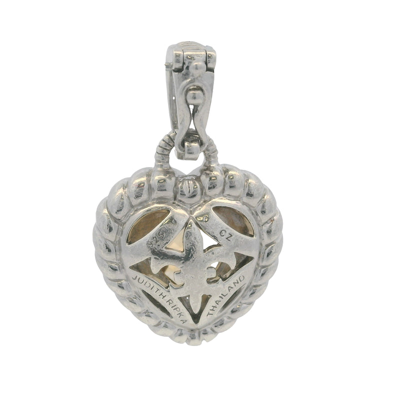 Judith Ripka 925 Sterling Silver Citrine and Diamonique CZ Heart Enhancer Pendant