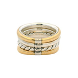 David Yurman 18kt Yellow Gold Sterling Silver Citrine Mercer Four Row Ring Sz 6