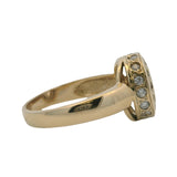 Solid 14kt Yellow Gold Cubic Zirconia 12mm Wide Solitaire Ring with Halo Size 7.5