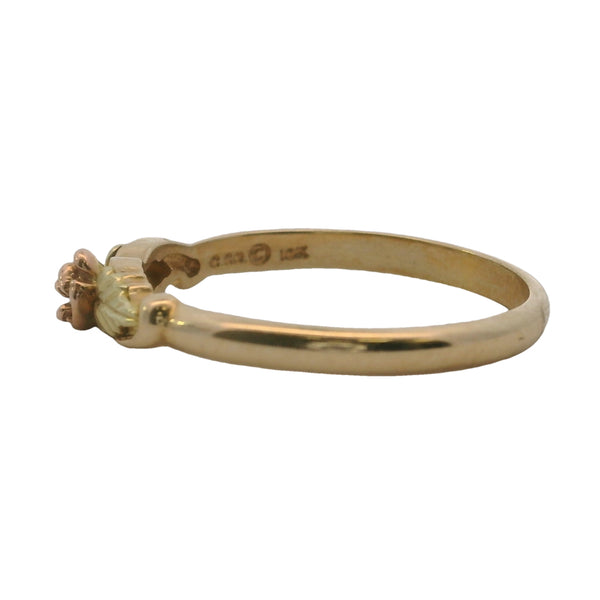 Flower Rose & Yellow Gold Band Stackable Ring 10k 417 Size 8