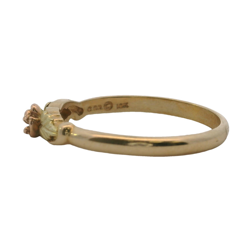 Flower Rose & Yellow Gold Band Stackable Ring 10k 417 Size 8