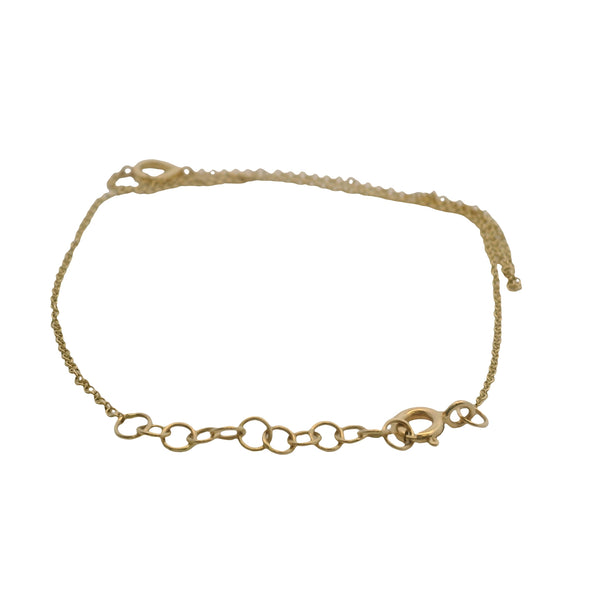 Solid 14kt Yellow Gold Thin Chain Bracelet/Ring Combo With Diamond Center Accent