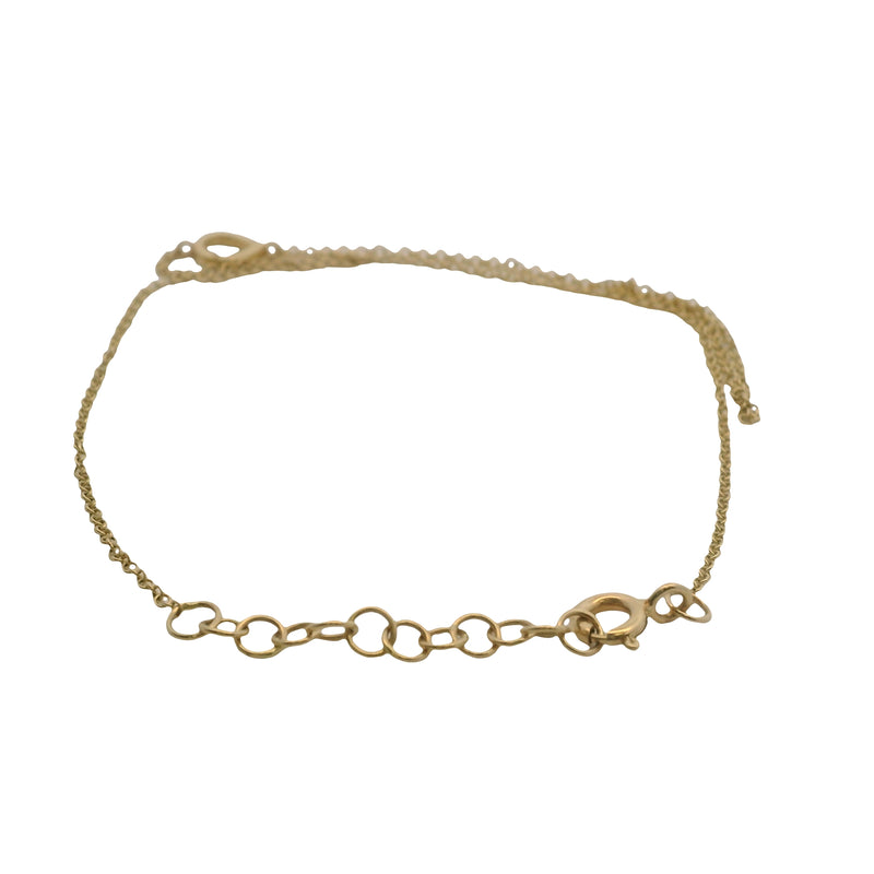 Solid 14kt Yellow Gold Thin Chain Bracelet/Ring Combo With Diamond Center Accent