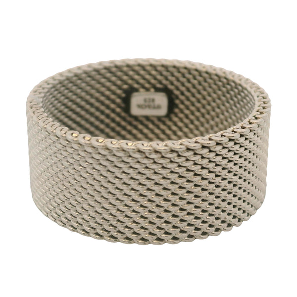 Tiffany & Co 925 Sterling Silver Somerset Collection 9.5mm Firm Mesh Ring Size 10