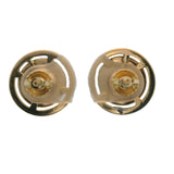 Antique Converted Cufflink 14kt Yellow Gold Essex Painted Glass Horse Pierced Screw-Back Stud Earrings