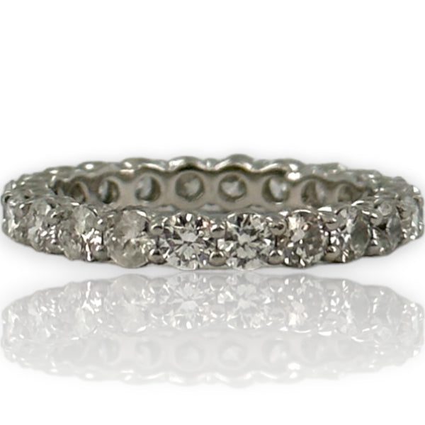 Anillo de boda apilable de platino 950 con diamante natural brillante redondo de 3 mm y banda de eternidad de Blue Nile, talla 6.5