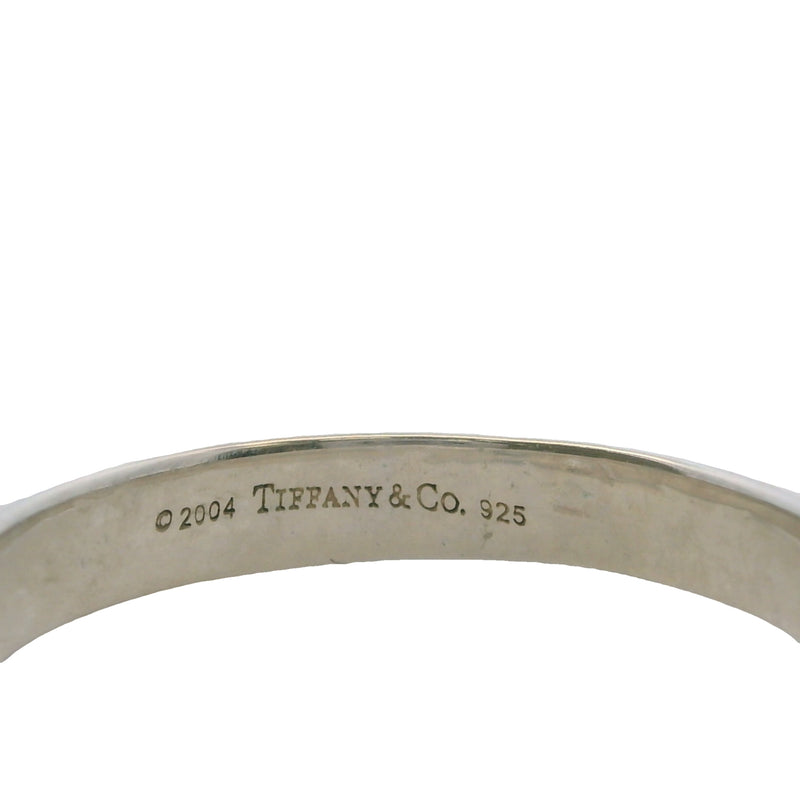 2004 Vintage Tiffany & CO 925 Sterling Silver And Aquamarine Tension-Set Solitaire Stacking Ring Size 6.75