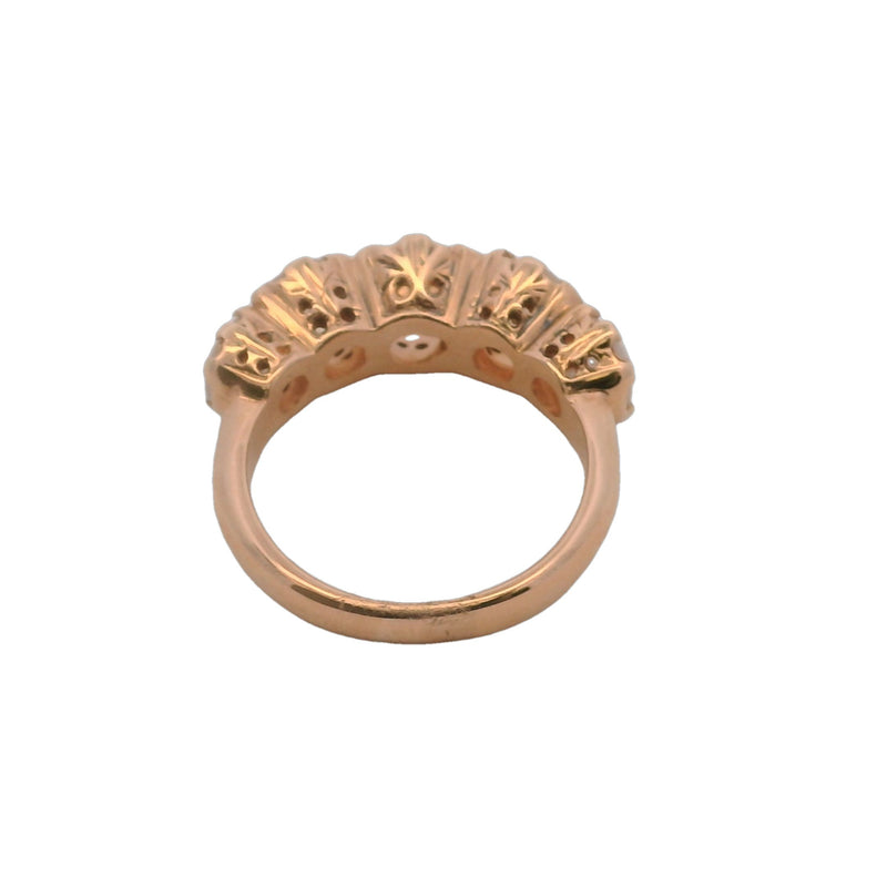 Nava Zahavi Solid 14kt Rose Gold Labradorite 5-Stone 8mm Wide Graduated Cocktail Ring Size 7