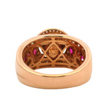 Solid 14kt Rose Gold 1.88ctw Diamond and Ruby Cluster Statement 12.8mm Wide Ring Size 7