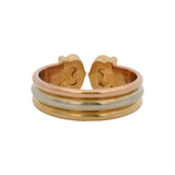 Authentic Vintage 1997 Cartier Tri-Tone 18kt Gold 8mm Double C Wrap Ring Size 7