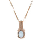EFFY Solid 14kt Rose Gold Oval Blue Topaz and Diamond Pendant 18" Necklace