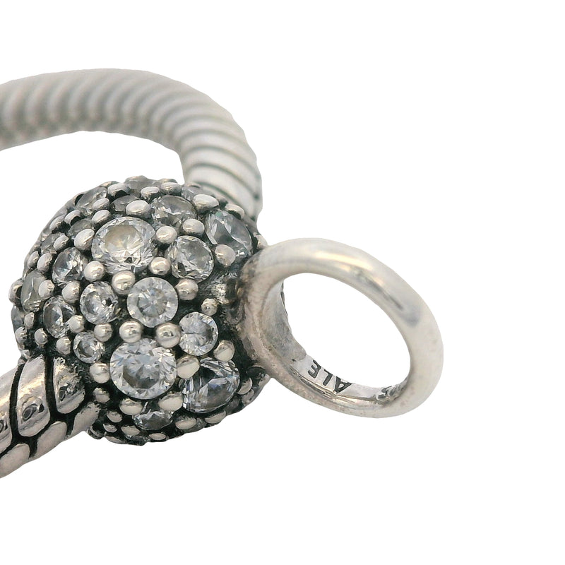 Pandora Moments Retired Sterling Silver Pave CZ Small O Ring Charm Holder Pendant