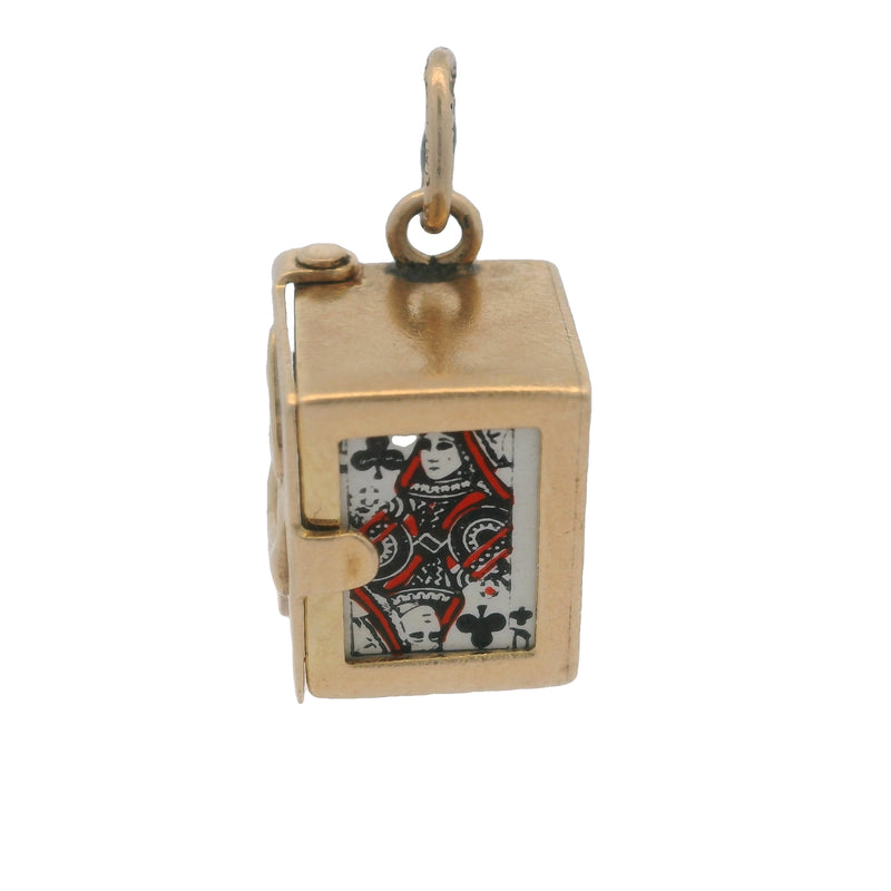 Vintage Solid 14kt Yellow Gold Mini Playing Card Deck With Openable Case Charm