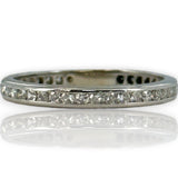Vintage 18kt White Gold and Diamond Channel Set Eternity Band Wedding Anniversary Ring Size 7
