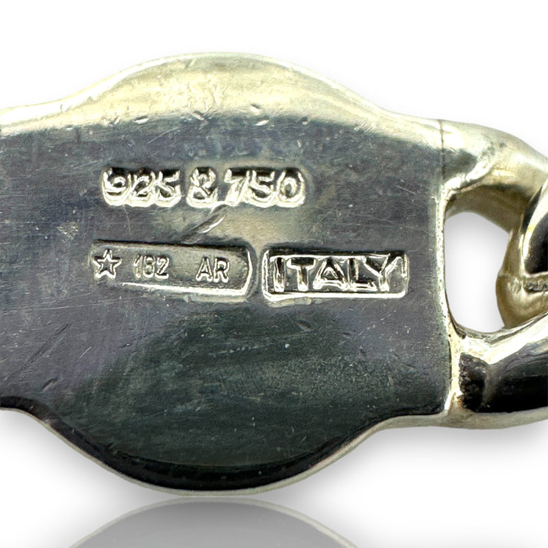 Saturno 925 Sterling Silver & Yellow Gold 5 Station Chain Necklace 47" Italy