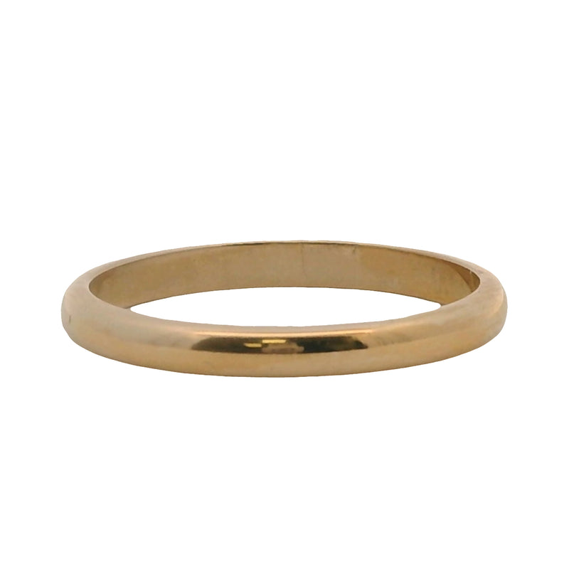 Vintage Solid 14kt Yellow Gold 2.3mm Thin Stackable Wedding Band Ring Size 6.75
