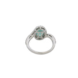 14kt White Gold Oval Prasiolite Green Beryl and Diamond Halo 11.5mm Wide Solitaire Ring Size 5