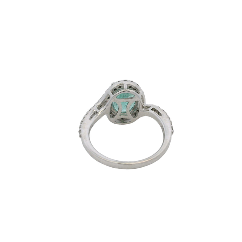 14kt White Gold Oval Prasiolite Green Beryl and Diamond Halo 11.5mm Wide Solitaire Ring Size 5