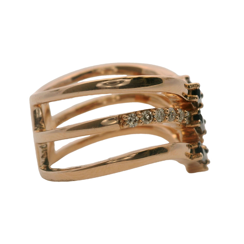 Le Vian 14kt Rose Gold "Chocolate" Smoky Quartz and Diamond 3-Band Stacked Ring Size 7