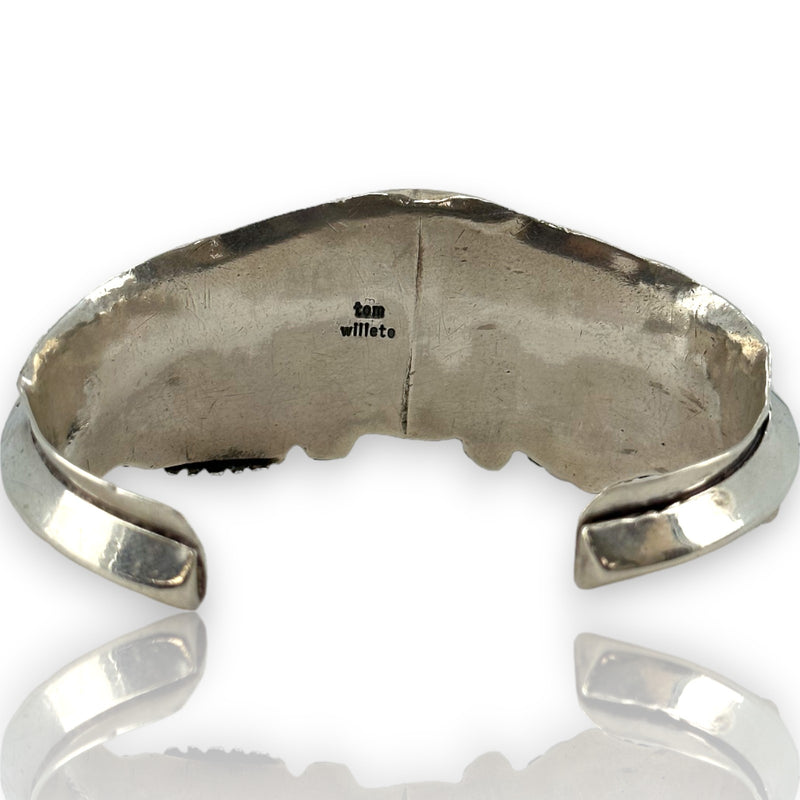 Tom Willeto Vintage Navajo Native American 925 Sterling Silver and Natural Turquoise Cuff Bracelet