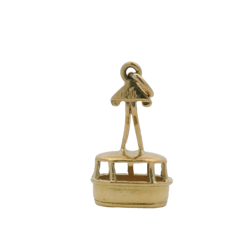 Dije colgante de oro amarillo macizo de 18 kt con forma de tranvía venezolano de gran tamaño