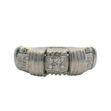 Vintage Roberto Coin Italian Solid 18kt White Gold and Diamond Cluster Woven Ring Size 6