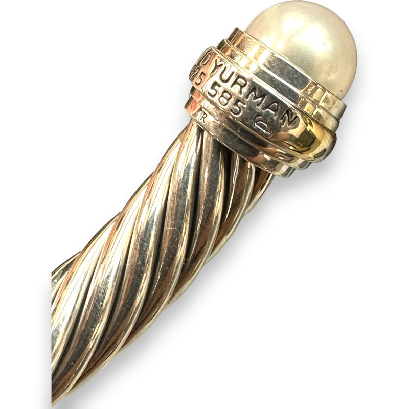 David Yurman Classic Cable Cuff Bracelet in 925 Sterling Silver and 14kt Yellow Gold