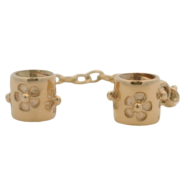 Charm deslizante de cadena de seguridad con flor de oro amarillo macizo de 14 kt retirado de Pandora