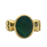 Vahe Naltchayan Vintage 1987 Solid 18kt Yellow Gold Chrysoprase Intaglio Ring Size 5