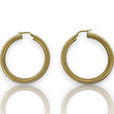 UnoAerre Retired Solid 14kt Yellow Gold Textured Diamond Cut Hoop Earrings Made in Italy