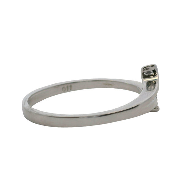 18kt White Gold and .11ct Diamond Solitaire Stackable Swoop Ring Size 6